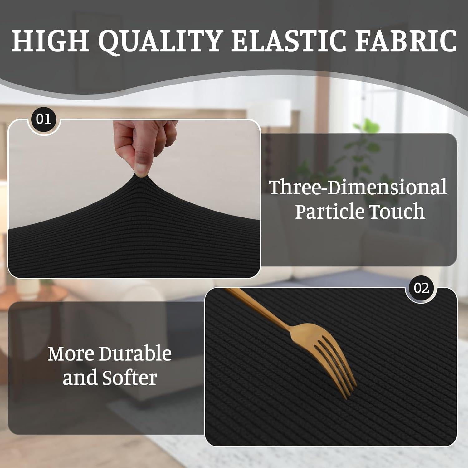 Funda de Sofá Seccional Elástica BT.WA Negra para Asiento