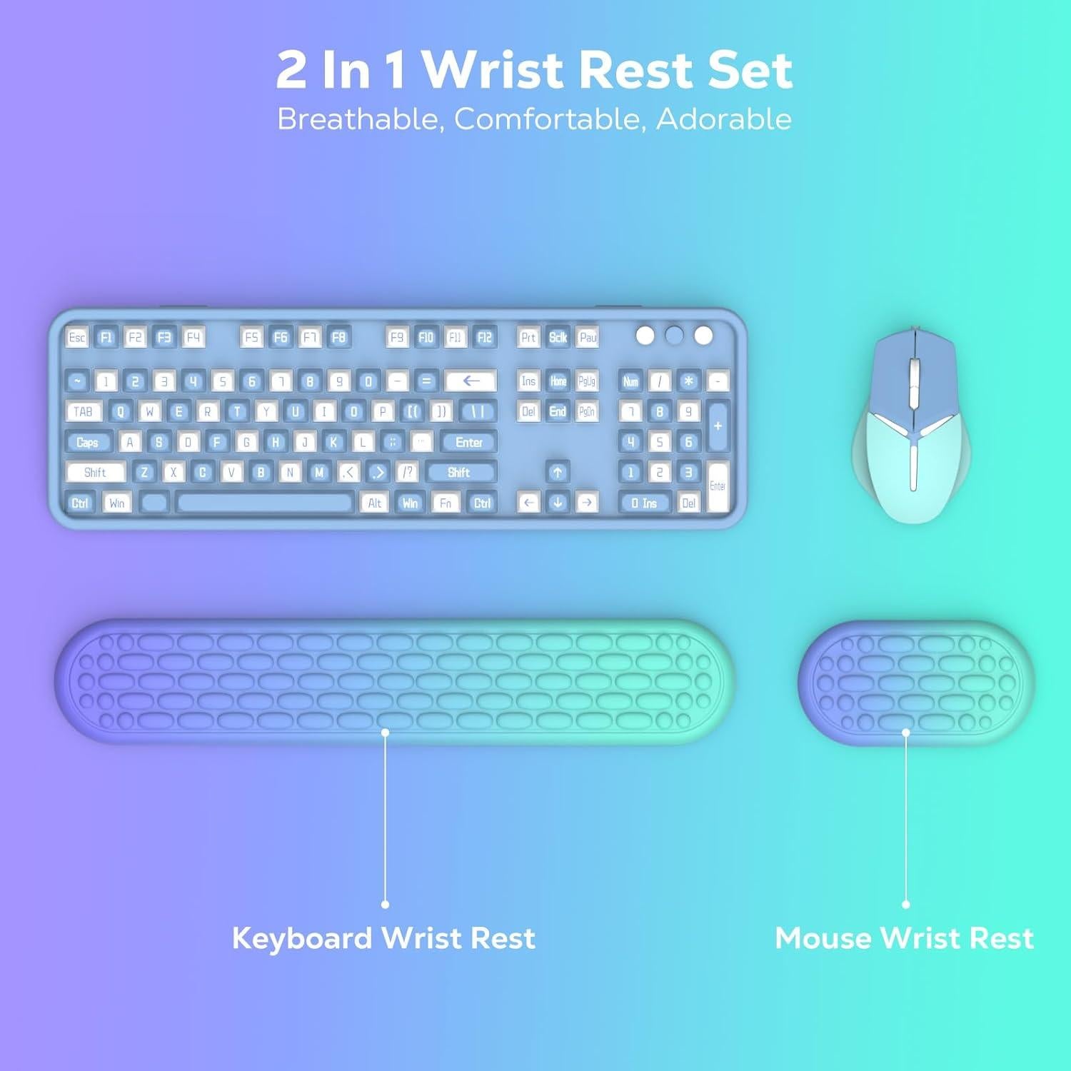 Reposamuñecas Ergonómico MoKo con Espuma Viscoelástica - Gradiente Púrpura Verde