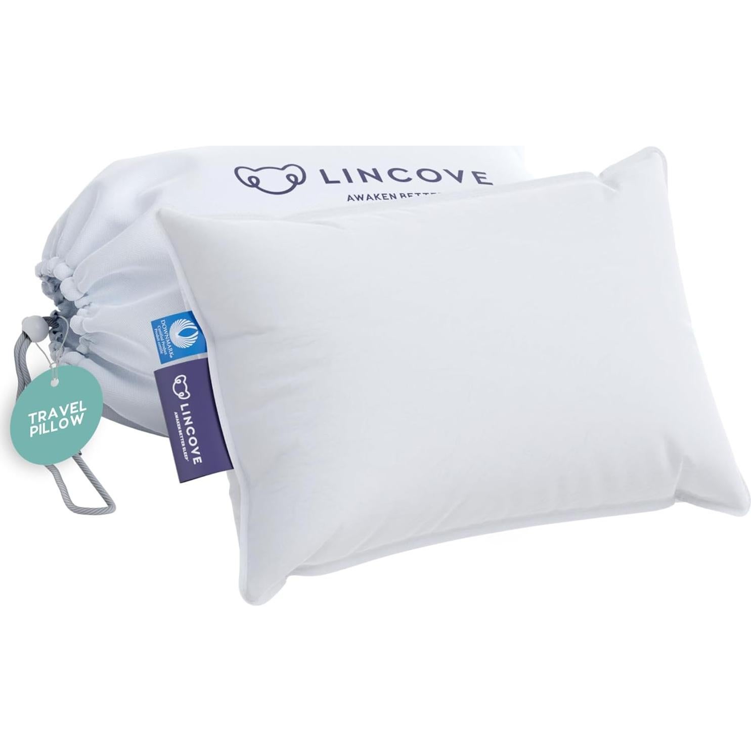 Almohada de Plumas Lincove para Viaje 33x46cm Hipoalergénica