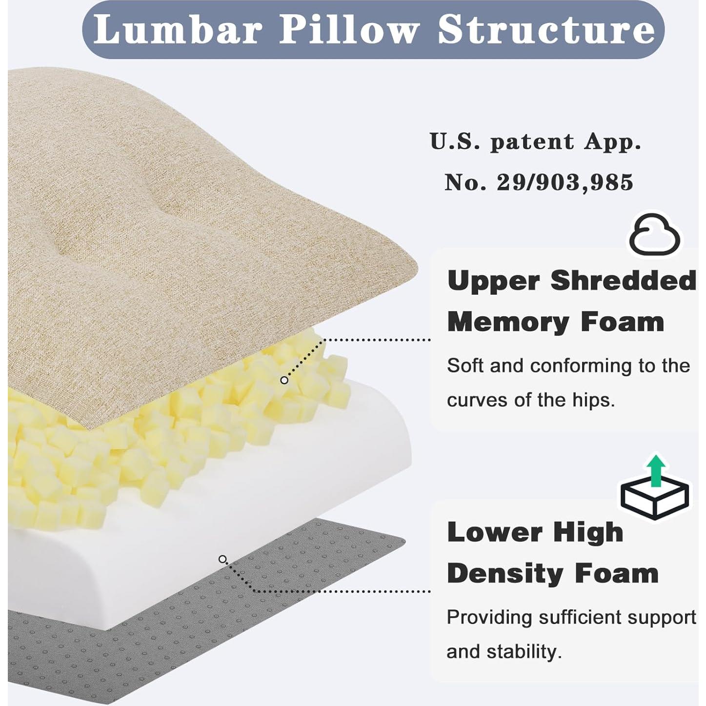 Almohada Lumbar Baibu Ergonomica Espuma Viscoelástica Beige