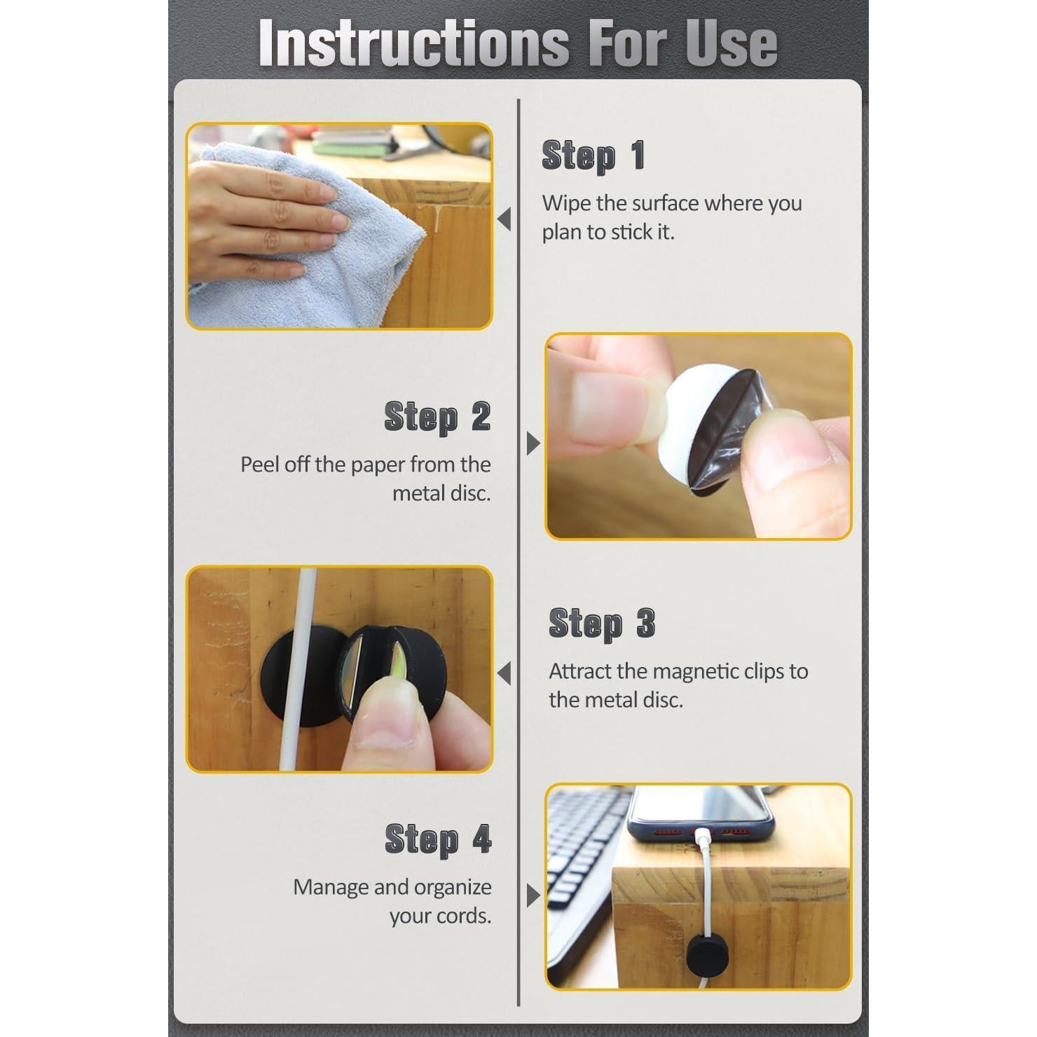 Clips Magnéticos de Silicona Xuuza 5 Piezas Soporte de Cables