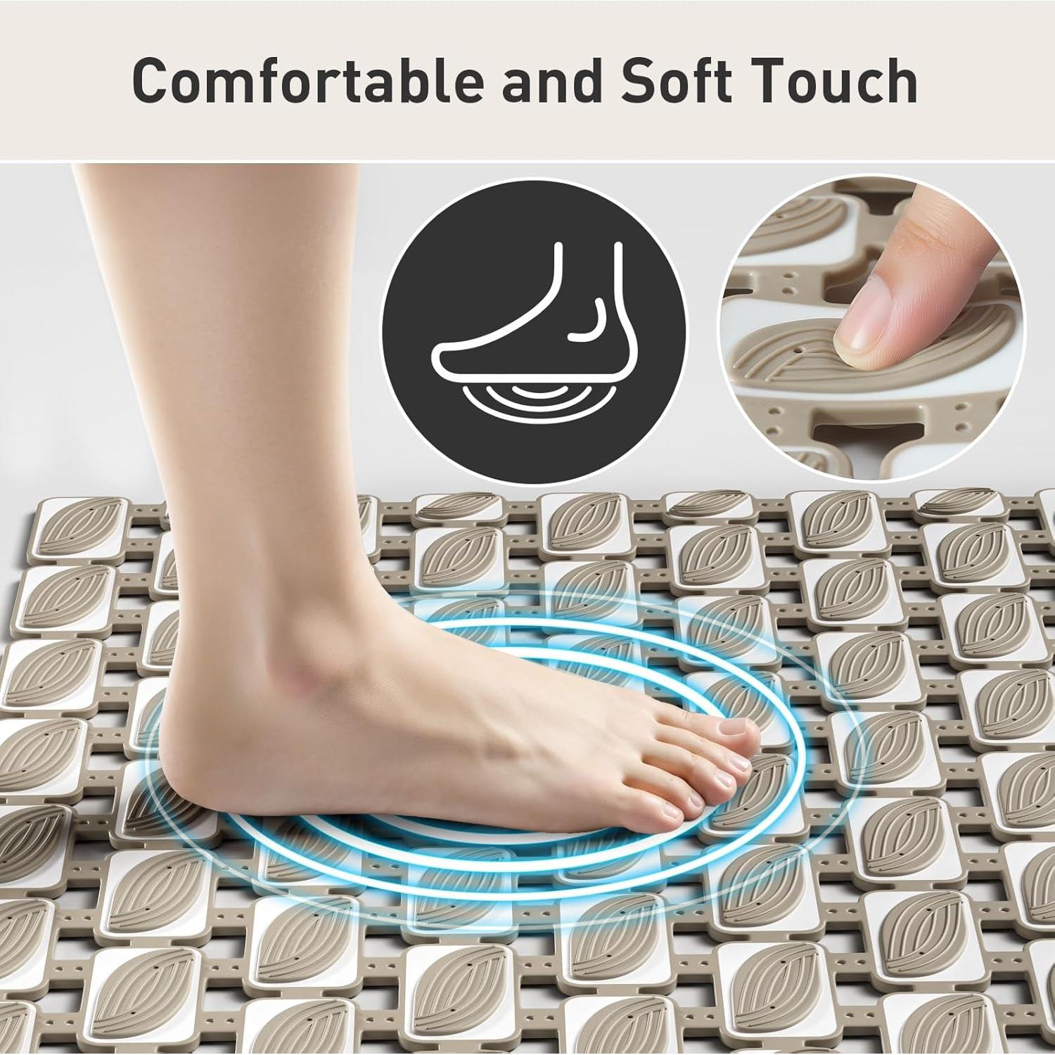 Alfombra de Ducha Antideslizante Elisstaence 68.6x40.6cm Marrón