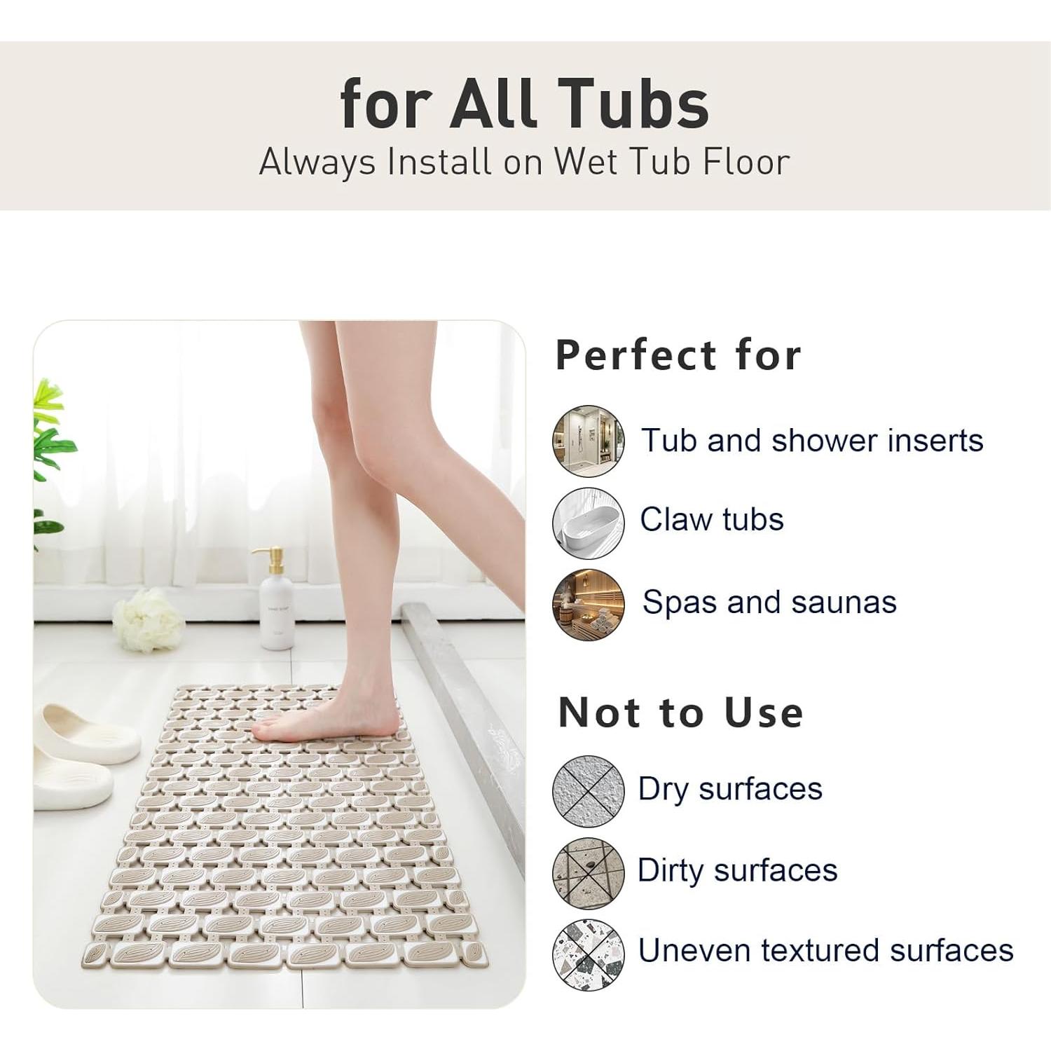 Alfombra de Ducha Antideslizante Elisstaence 68.6x40.6cm Marrón