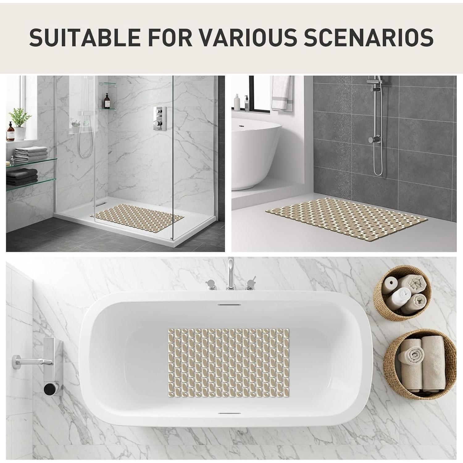 Alfombra de Ducha Antideslizante Elisstaence 68.6x40.6cm Marrón