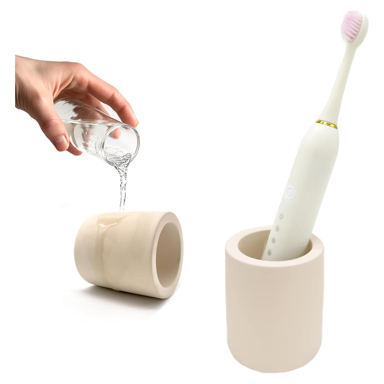 Soporte de Cepillos de Dientes DiatZeno Beige Compacto 6.1cm