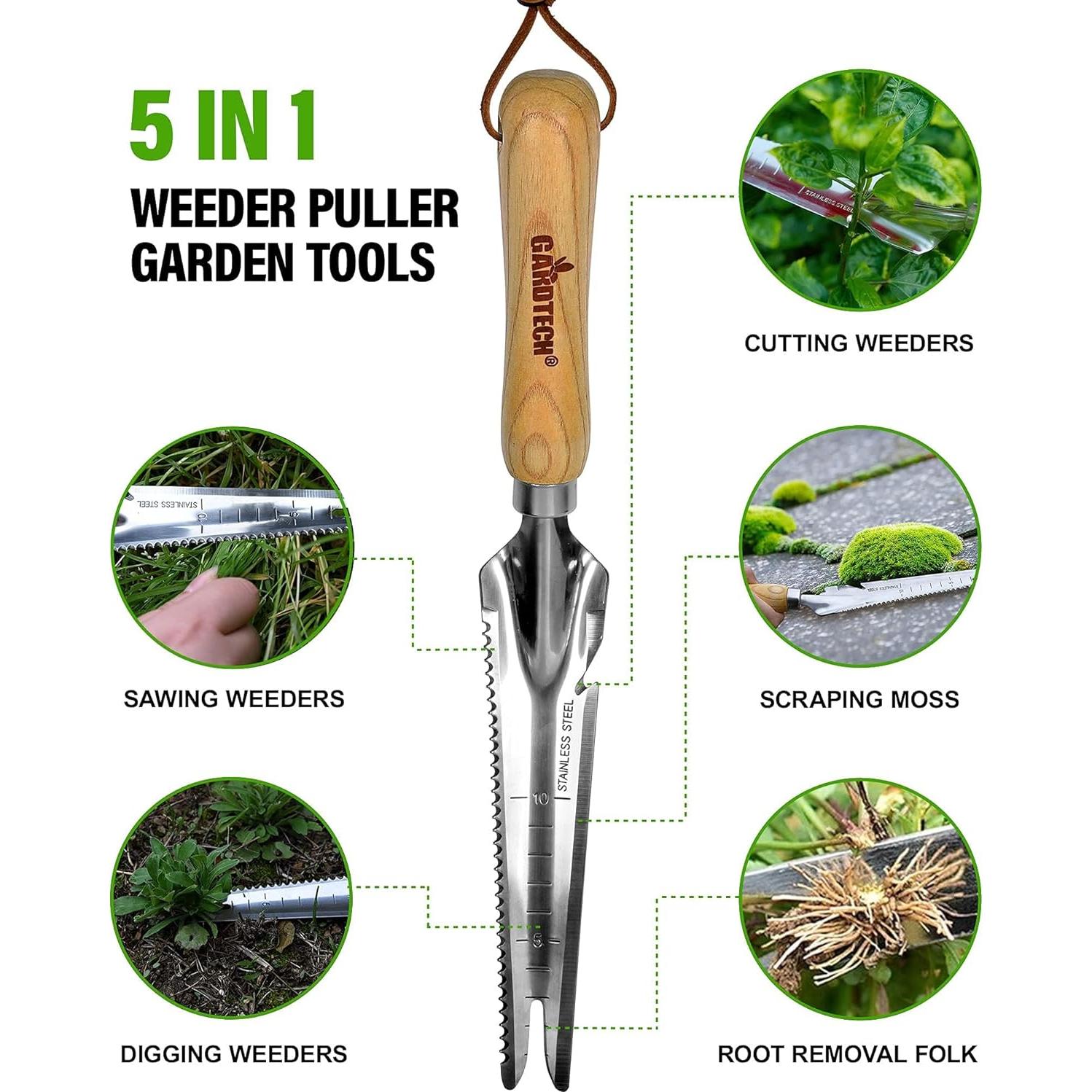 Juego de Herramientas de Jardín Gardtech - 3 Piezas de Acero Inoxidable y Madera