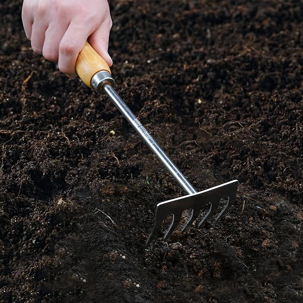 Juego de Herramientas de Jardín Gardtech - 3 Piezas de Acero Inoxidable y Madera