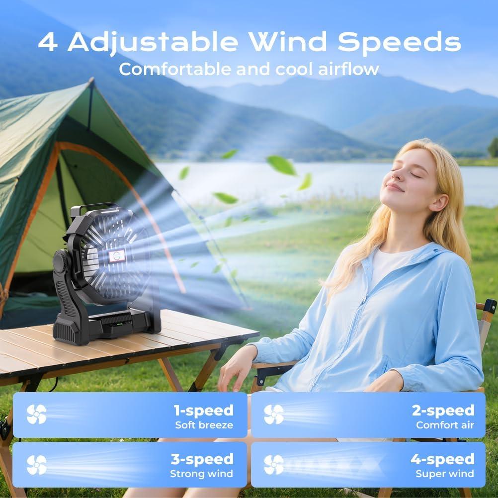 Ventilador de Camping VOSFEEL X23 Portátil 20000mAh con Linterna