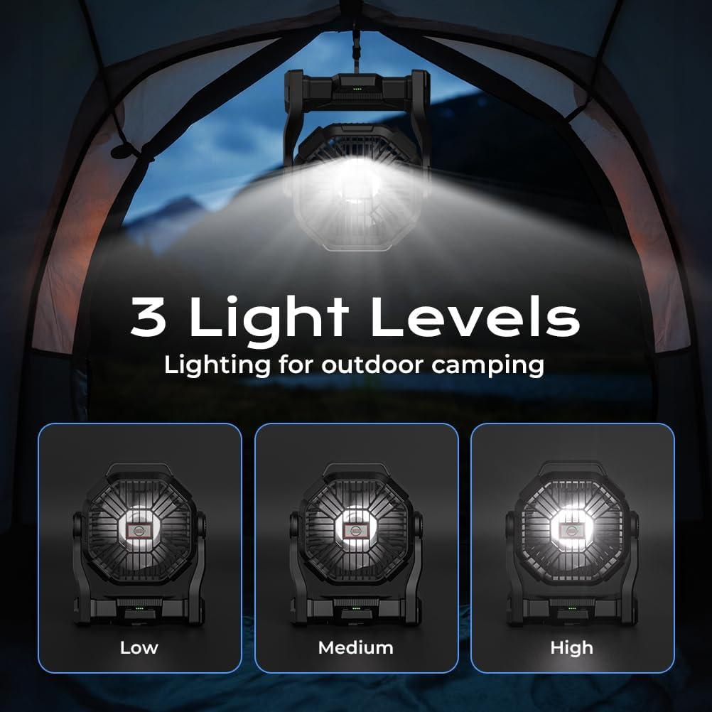 Ventilador de Camping VOSFEEL X23 Portátil 20000mAh con Linterna