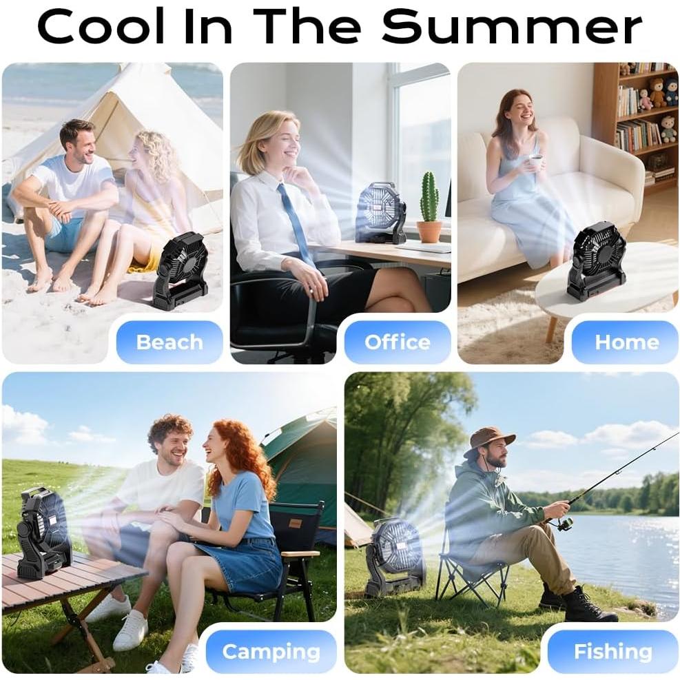 Ventilador de Camping VOSFEEL X23 Portátil 20000mAh con Linterna