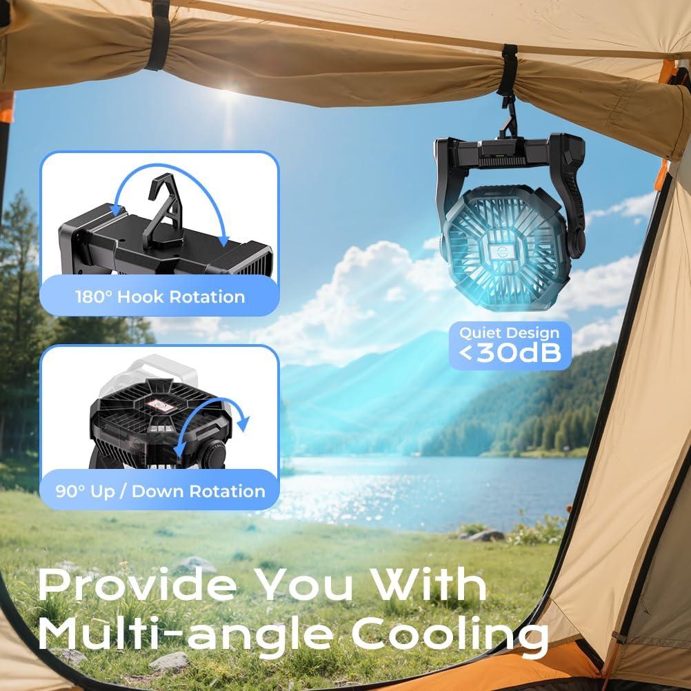 Ventilador de Camping VOSFEEL X23 Portátil 20000mAh con Linterna