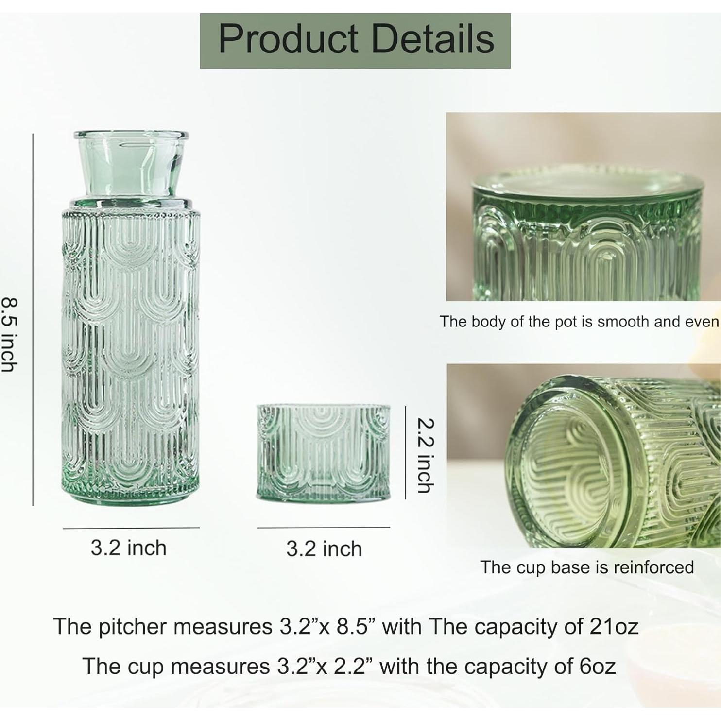 Juego de Jarra de Agua y Vaso de Noche FQDGTFA 640 ml