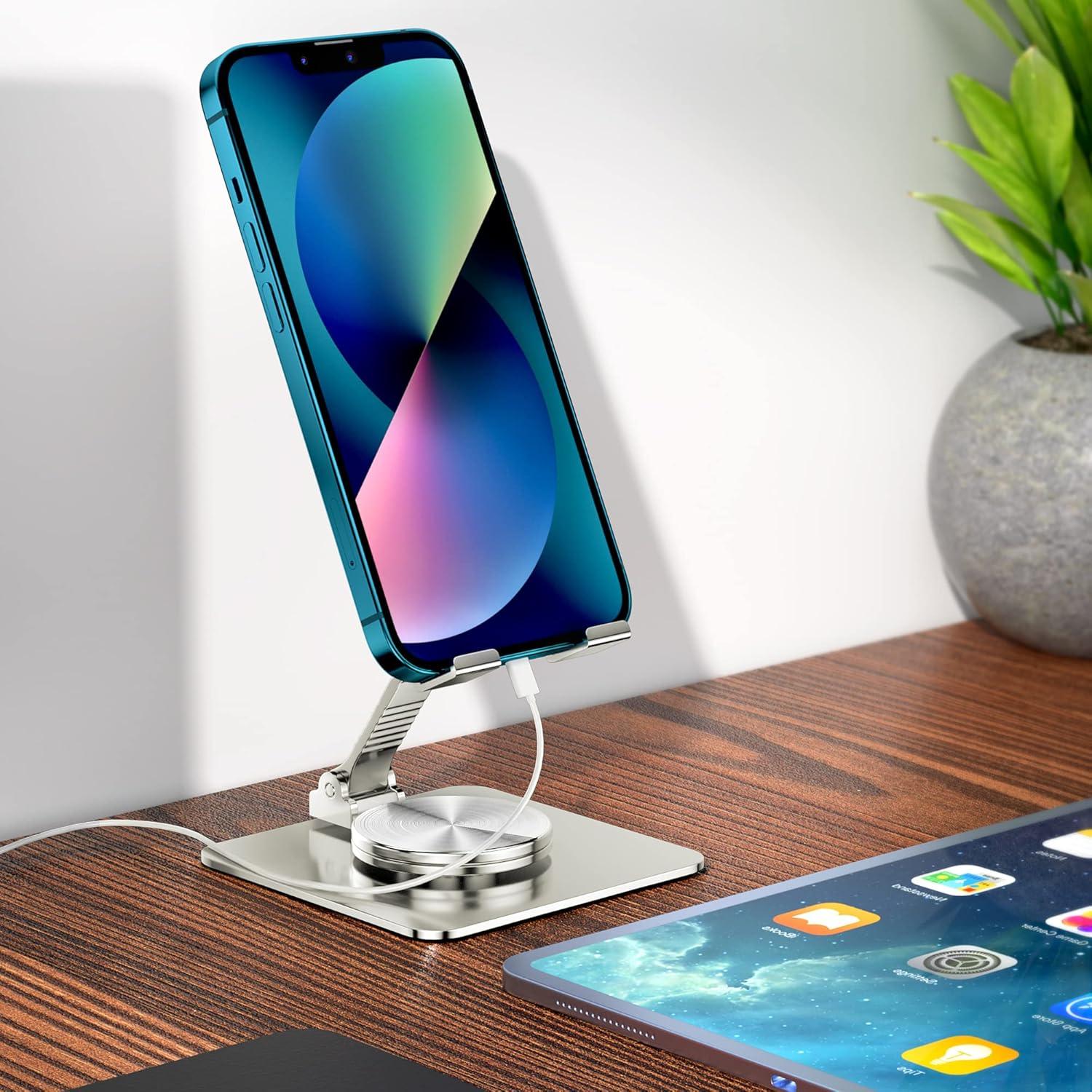 Soporte de teléfono ajustable Qutechwood para escritorio - Plata