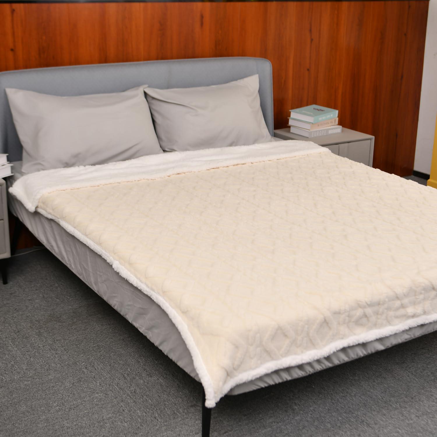 Manta Calentada MERRYLIFE 127x152 cm Beige 4 Niveles Calor