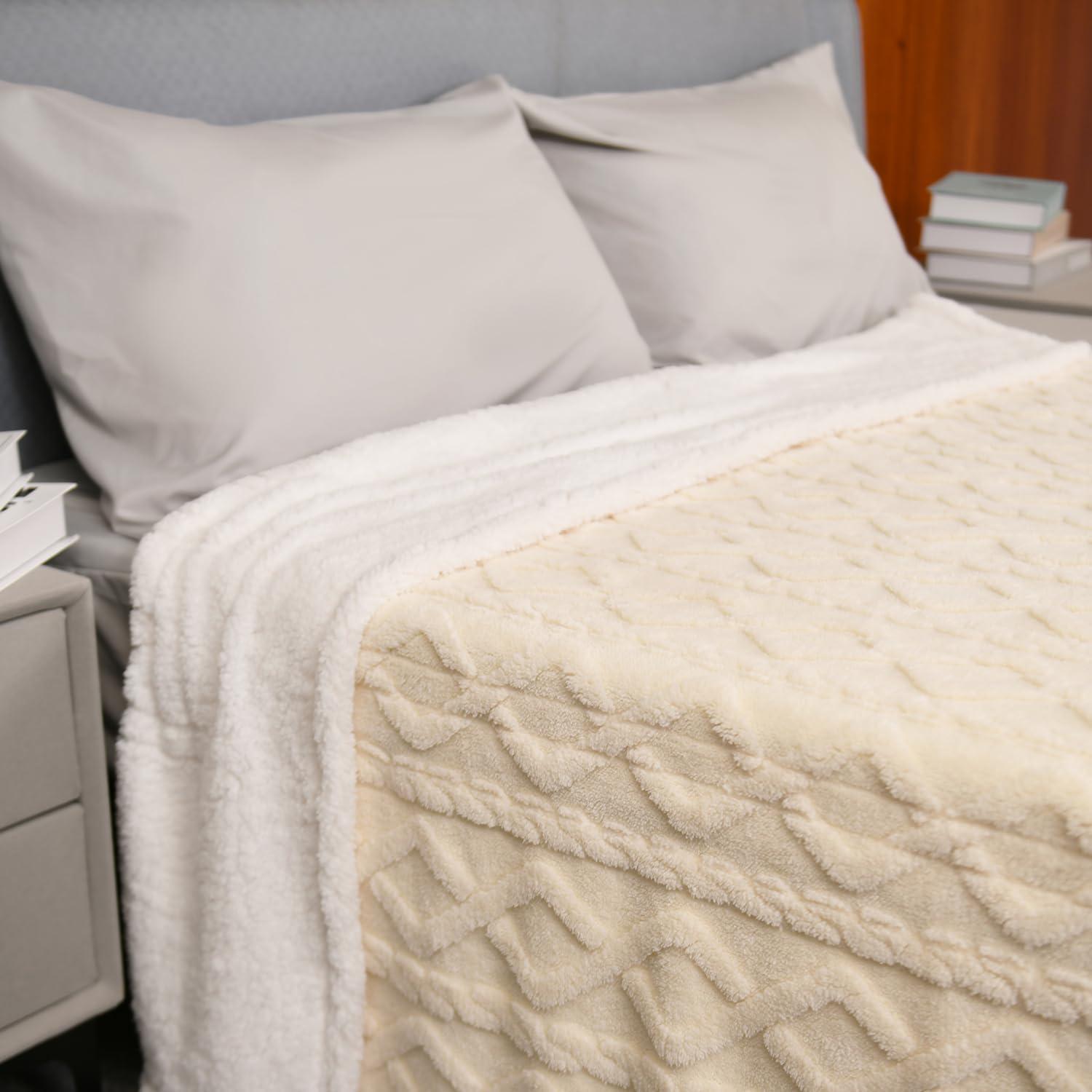 Manta Calentada MERRYLIFE 127x152 cm Beige 4 Niveles Calor