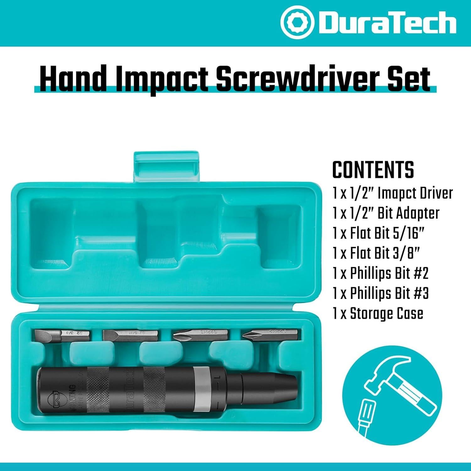 Juego de Destornillador de Impacto Manual DURATECH 1/2" 5 Piezas
