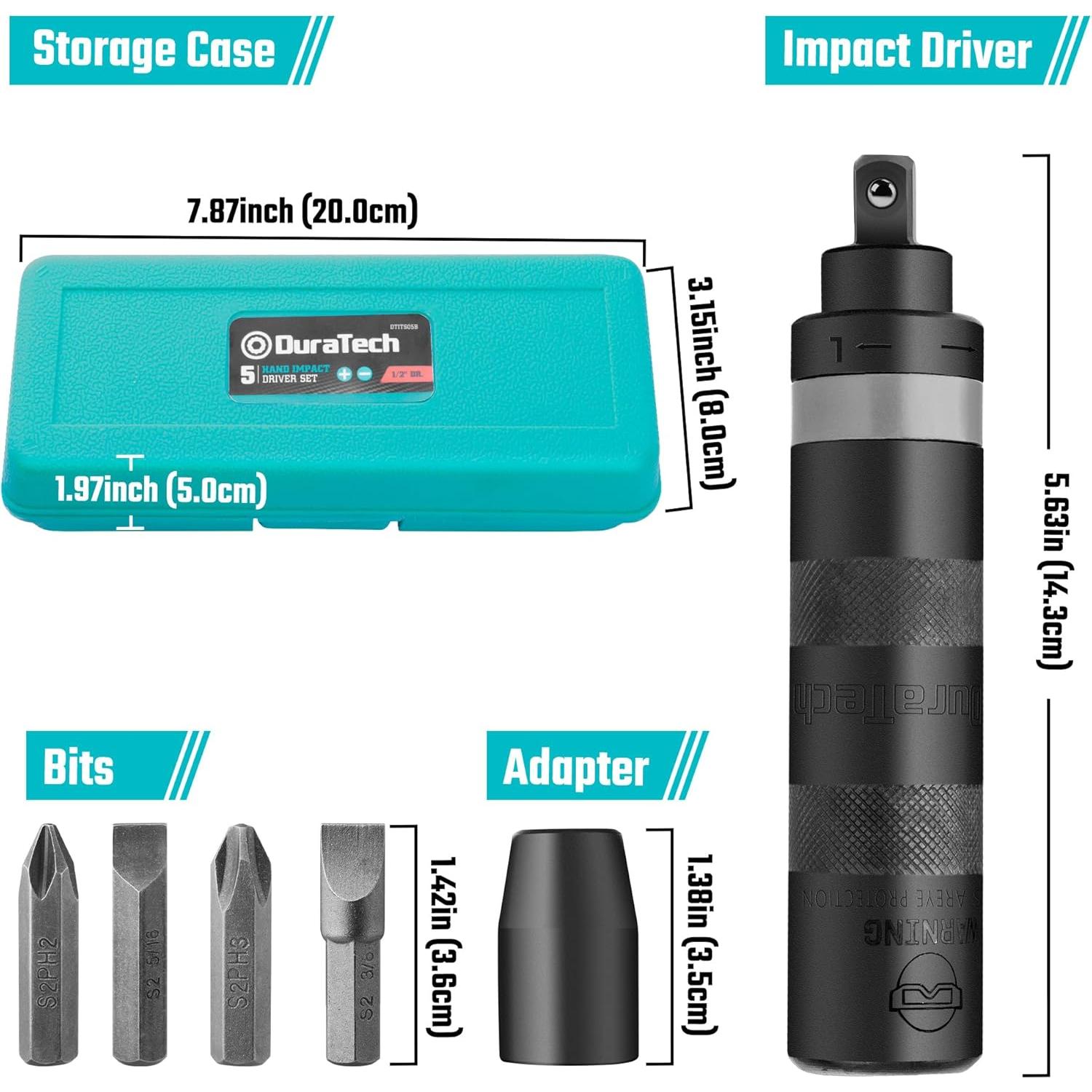 Juego de Destornillador de Impacto Manual DURATECH 1/2" 5 Piezas