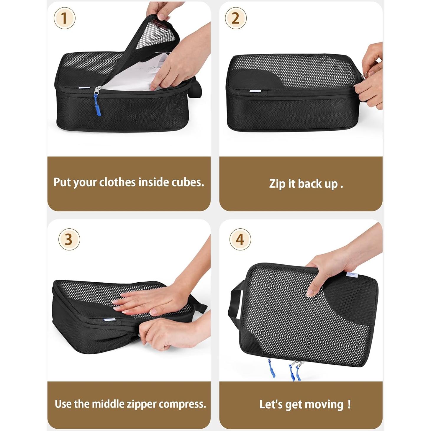 Cubos de Compresión TRMFUSA 10 Piezas para Empacar Maletas