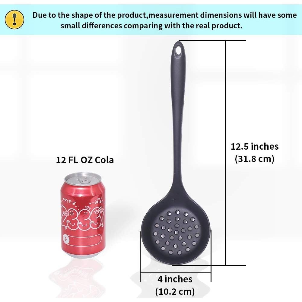 Cuchara Ranurada de Silicona 77L con Mango Ergonómico - Negro