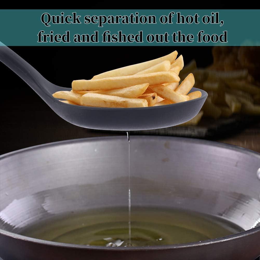 Cuchara Ranurada de Silicona 77L con Mango Ergonómico - Negro