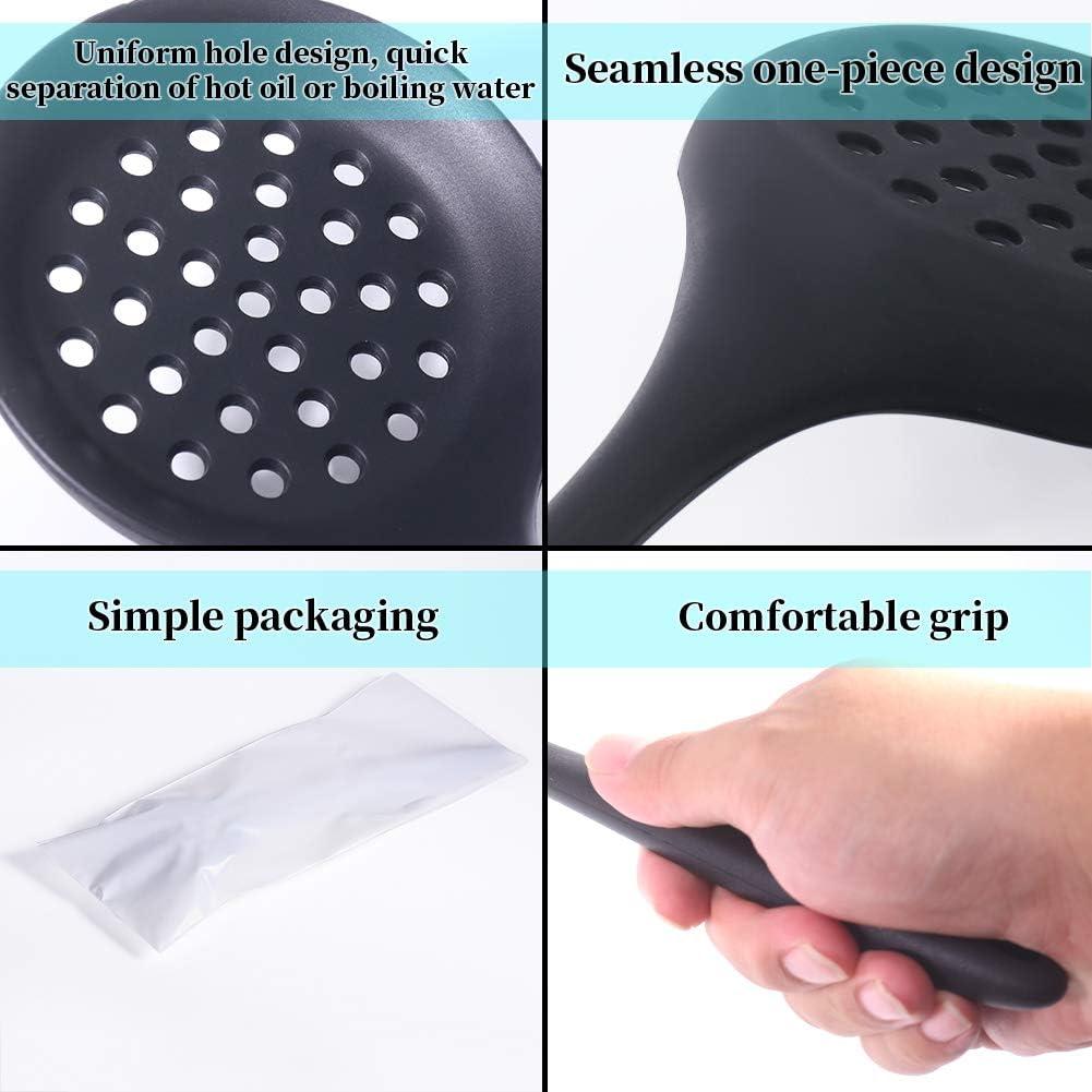 Cuchara Ranurada de Silicona 77L con Mango Ergonómico - Negro