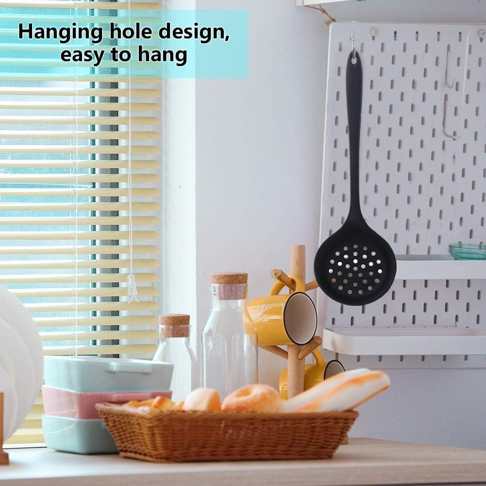 Cuchara Ranurada de Silicona 77L con Mango Ergonómico - Negro