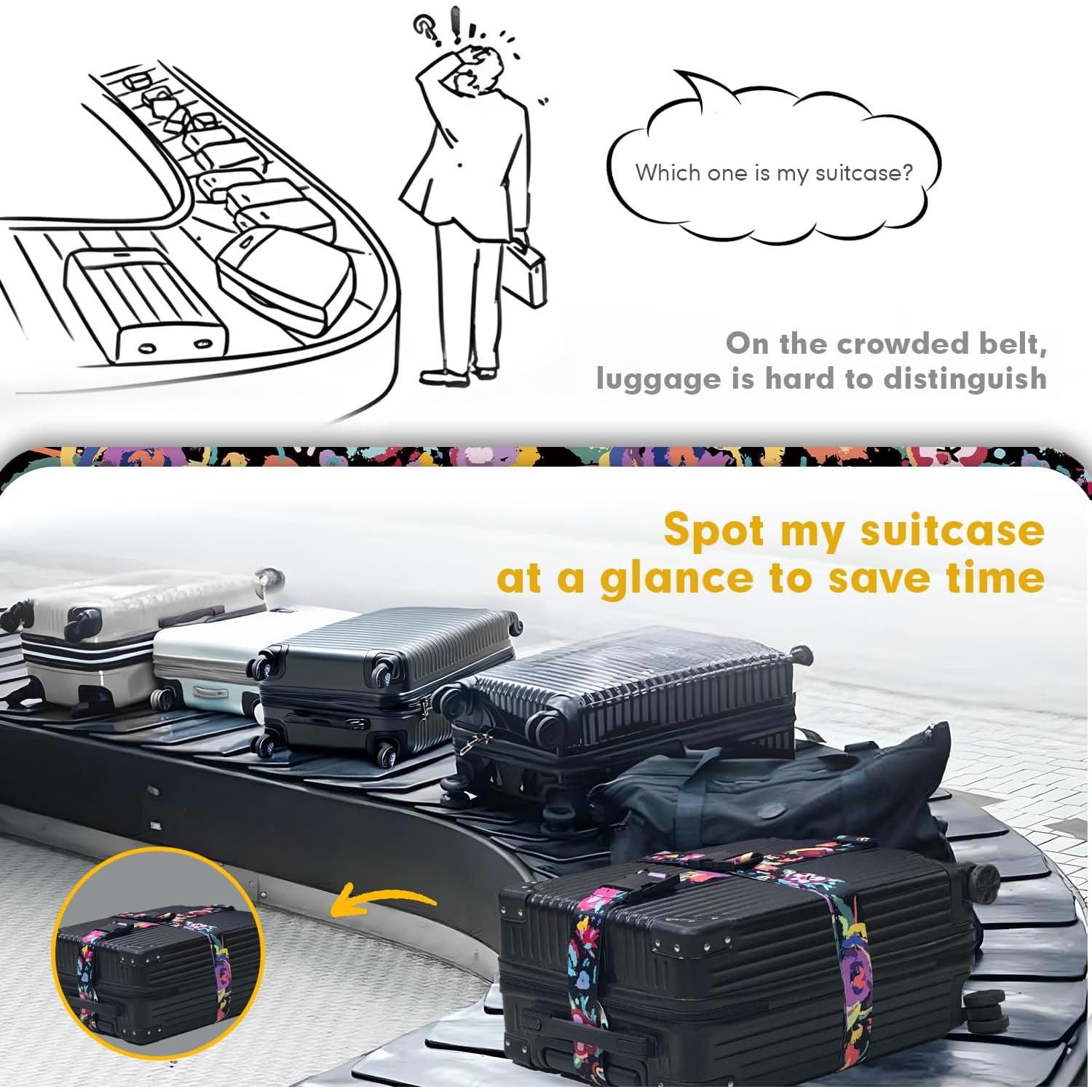 Correas de Equipaje LvliLighting Ajustables 86-168cm Negro 2 Pzas