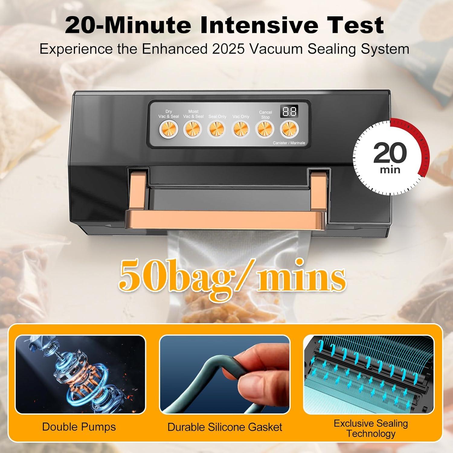 Máquina de Sellado al Vacío LIWUNON VS8002 Automática 2.36kg