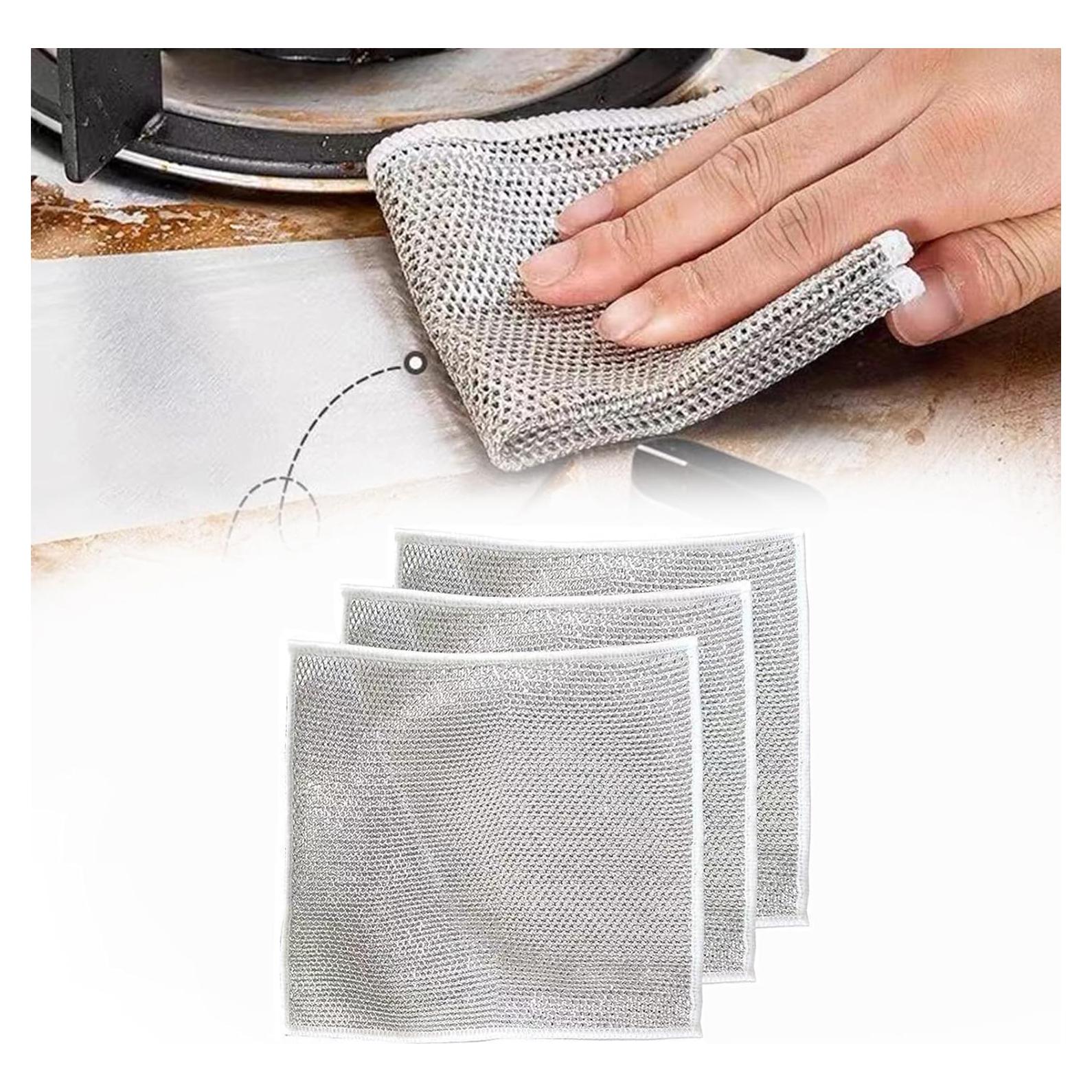 Paquete de 3 paños de limpieza de alambre QFSH 20x20cm