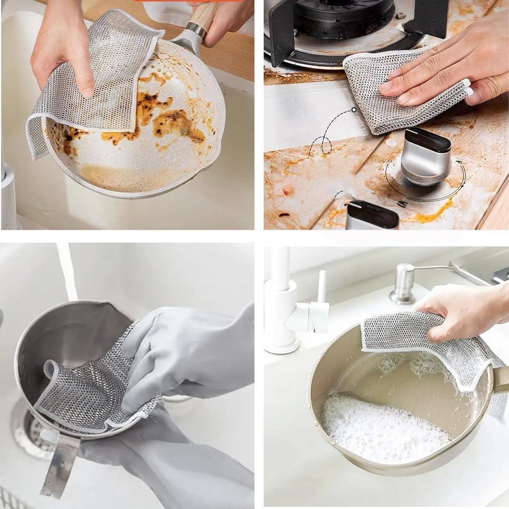 Paquete de 3 paños de limpieza de alambre QFSH 20x20cm