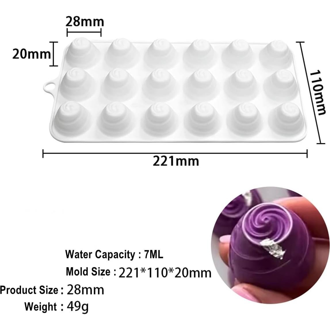 Molde de Silicona TUKE Mini Pastel Flor Espiral 22.5x11.2 cm