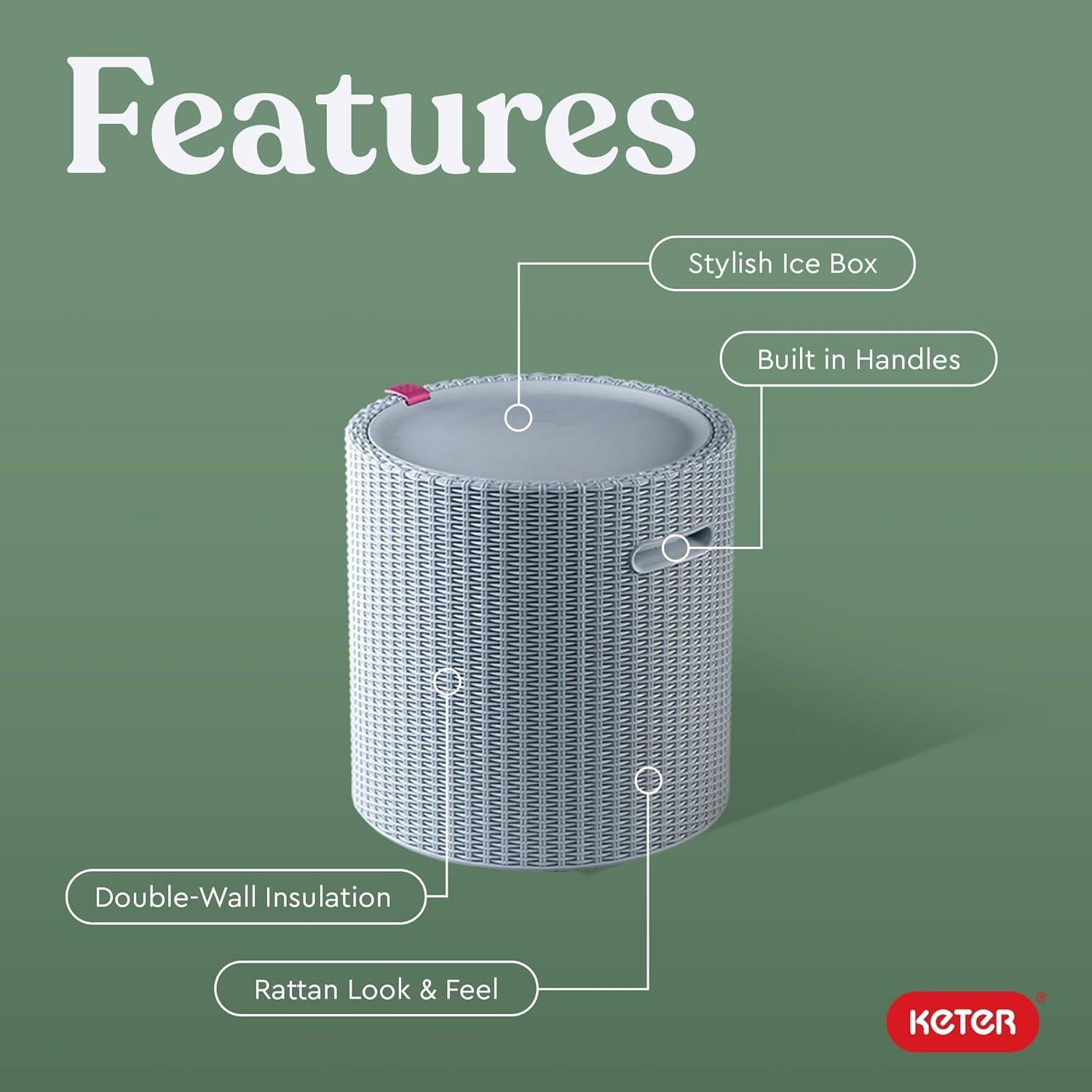 Mesa Enfriadora Lateral Keter 39L Gris Azulado 3 en 1