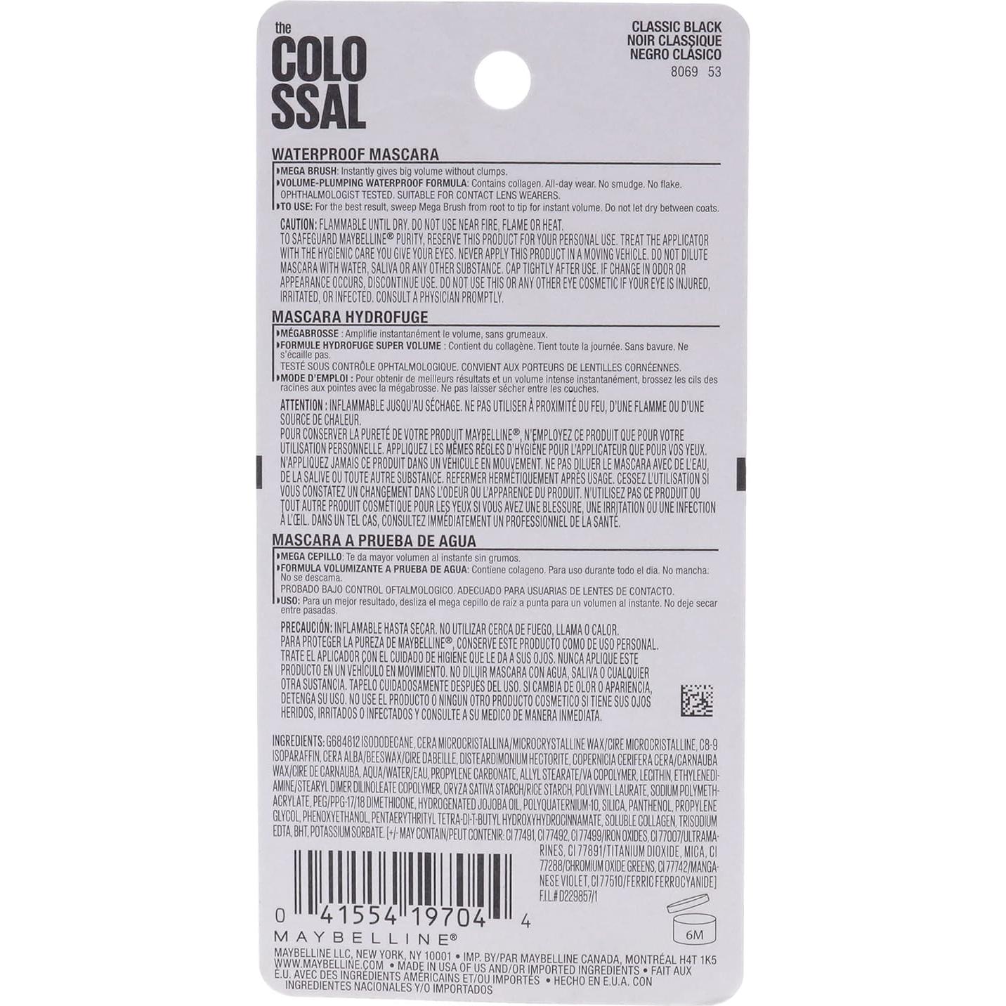 Máscara Voluminizadora Maybelline La Colosal 29.57 ml Negro