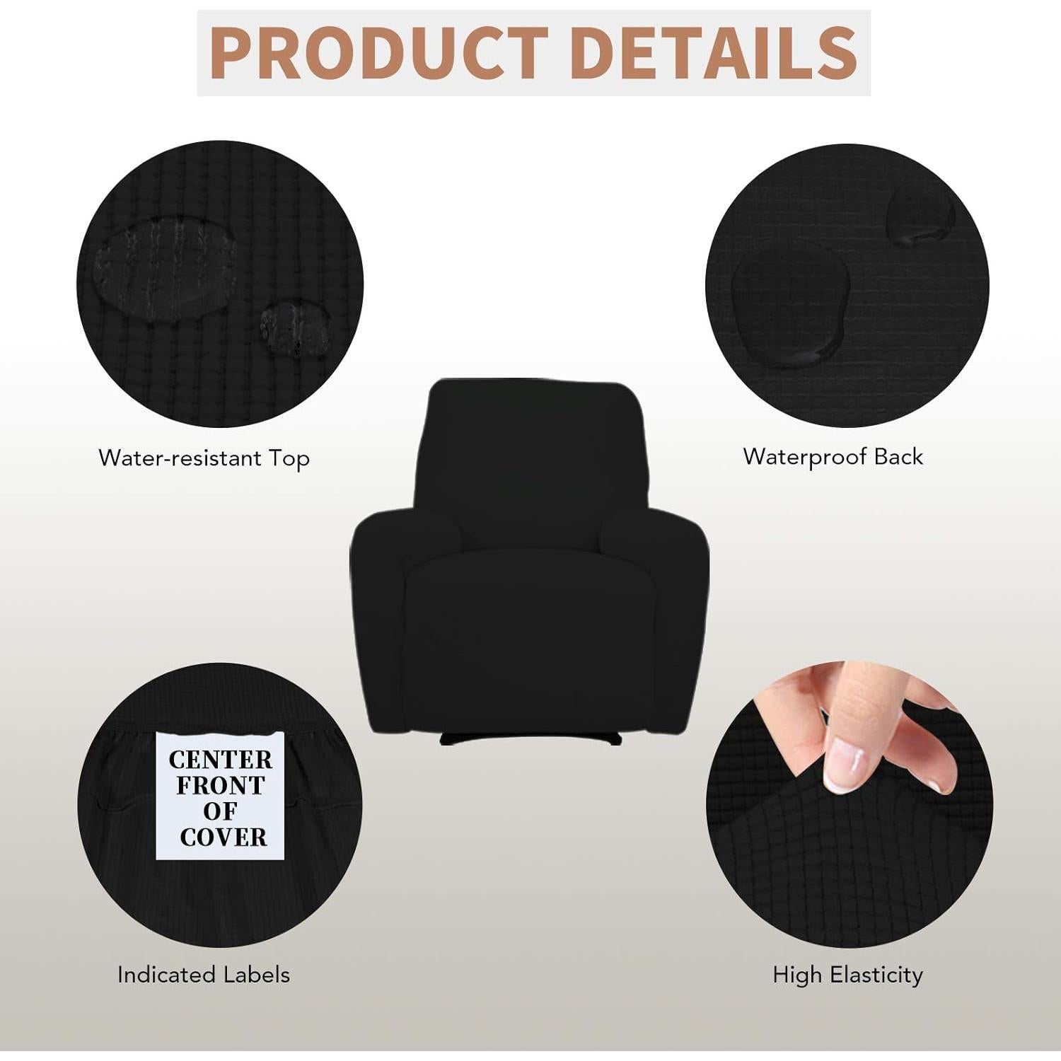 Funda de Sofá Reclinable Easy-Going Impermeable Negro