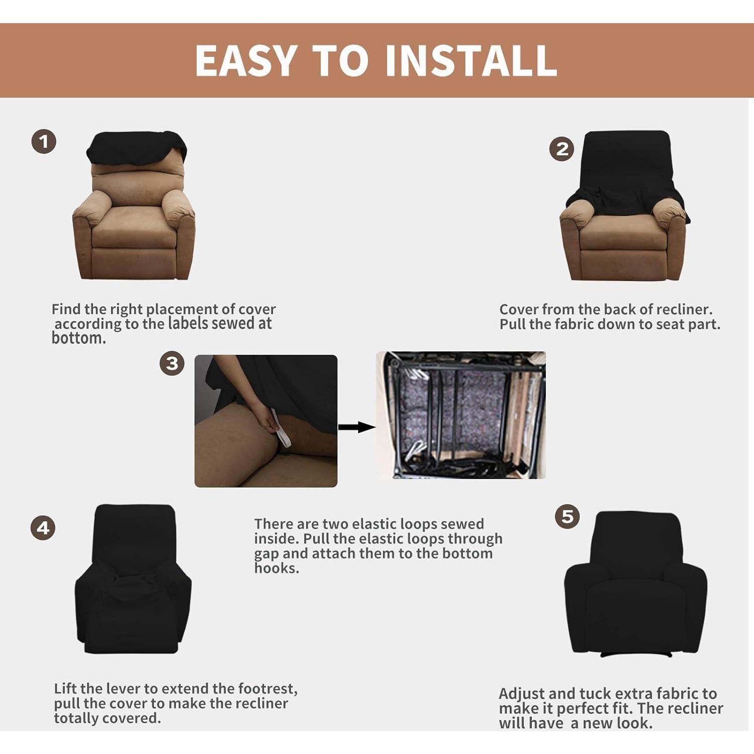 Funda de Sofá Reclinable Easy-Going Impermeable Negro