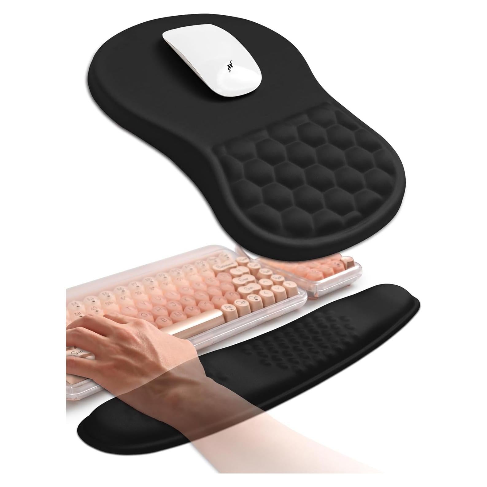 Reposamuñecas Ergonómico Hokafenle 2en1 Negro - Teclado y Ratón