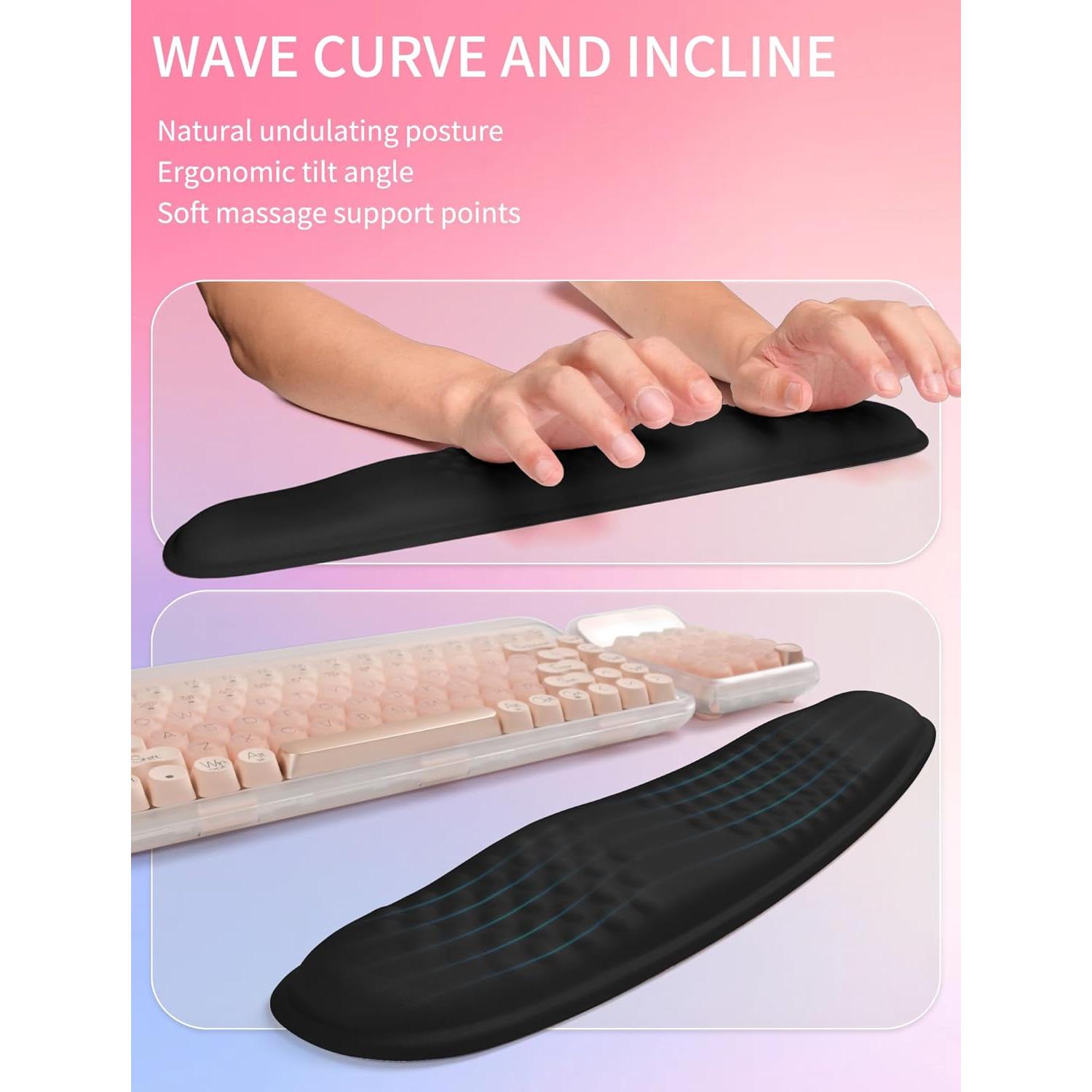 Reposamuñecas Ergonómico Hokafenle 2en1 Negro - Teclado y Ratón