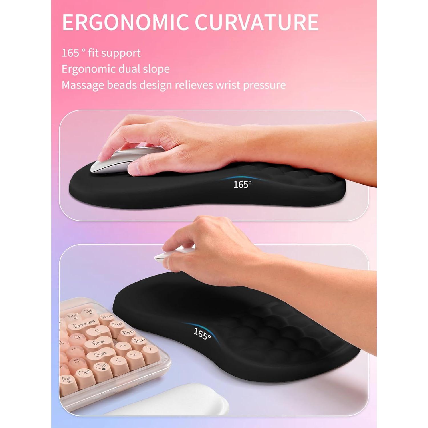 Reposamuñecas Ergonómico Hokafenle 2en1 Negro - Teclado y Ratón