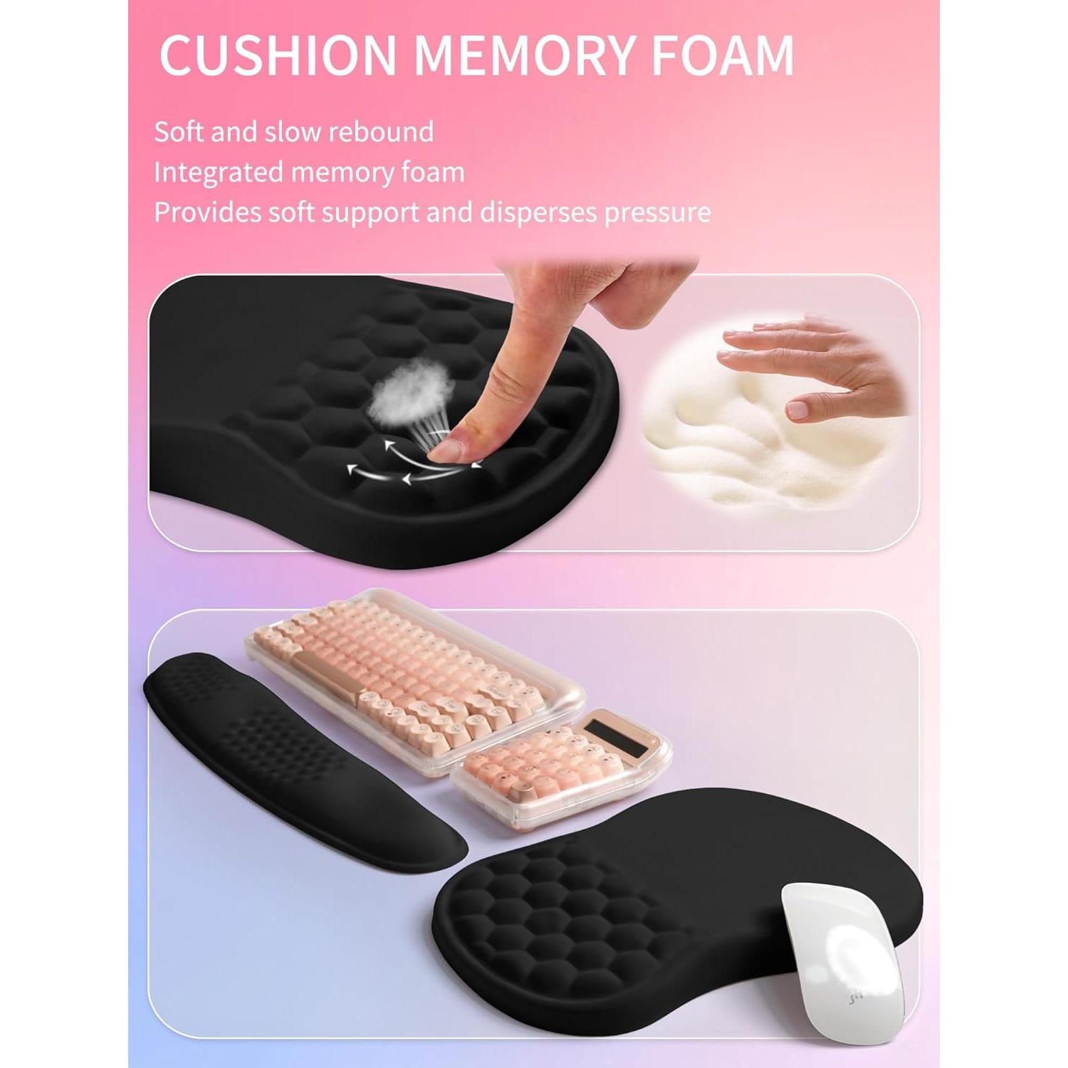 Reposamuñecas Ergonómico Hokafenle 2en1 Negro - Teclado y Ratón