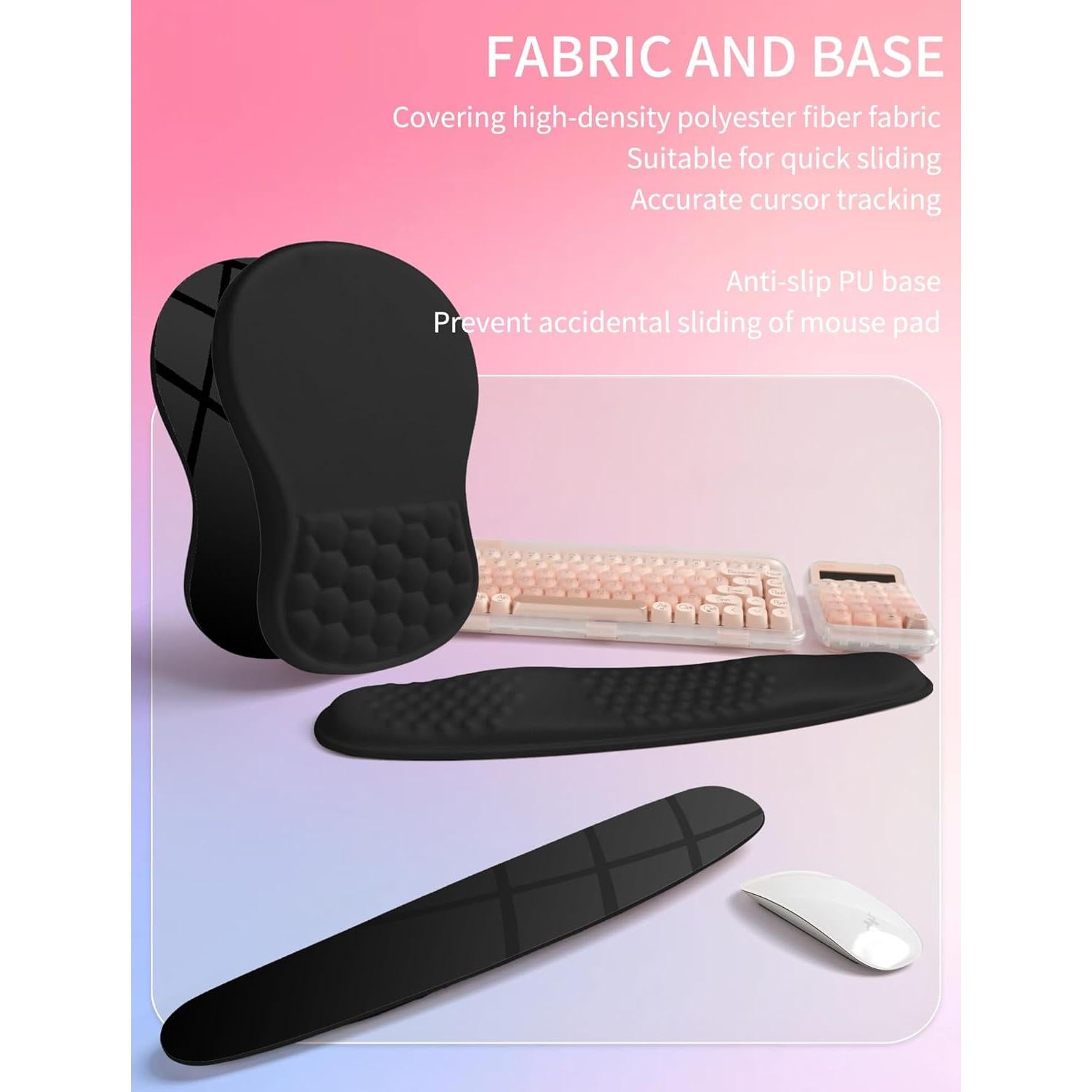 Reposamuñecas Ergonómico Hokafenle 2en1 Negro - Teclado y Ratón