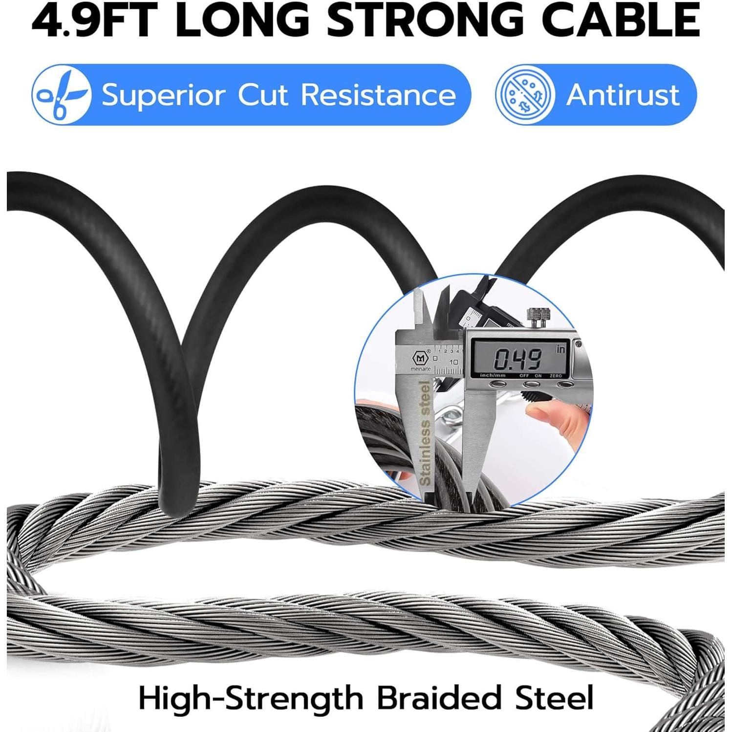 Candado Biométrico Bluetooth Anweller 1.49m Antirrobo Negro