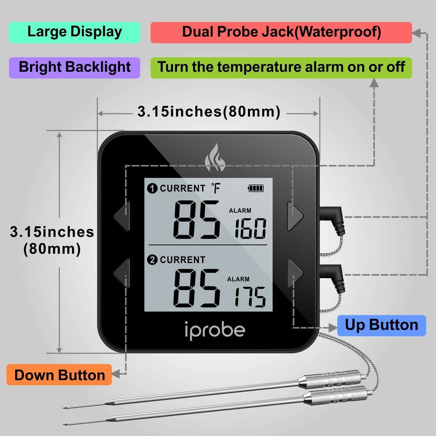 Termómetro Digital de Carne Babik IP-31 Doble Sonda Impermeable