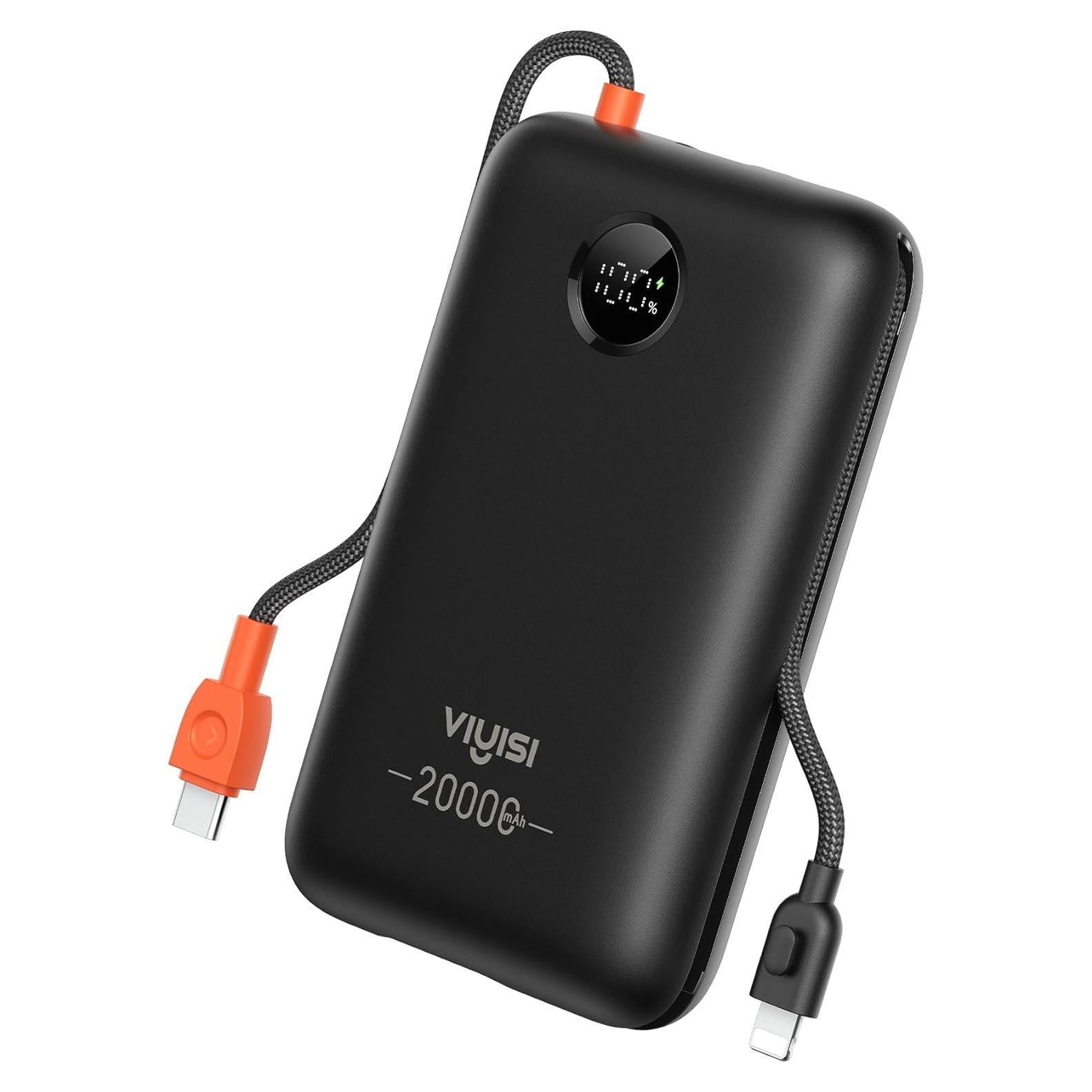Cargador Portátil 20000mAh 30W Rápido USB-C y Lightning Negro
