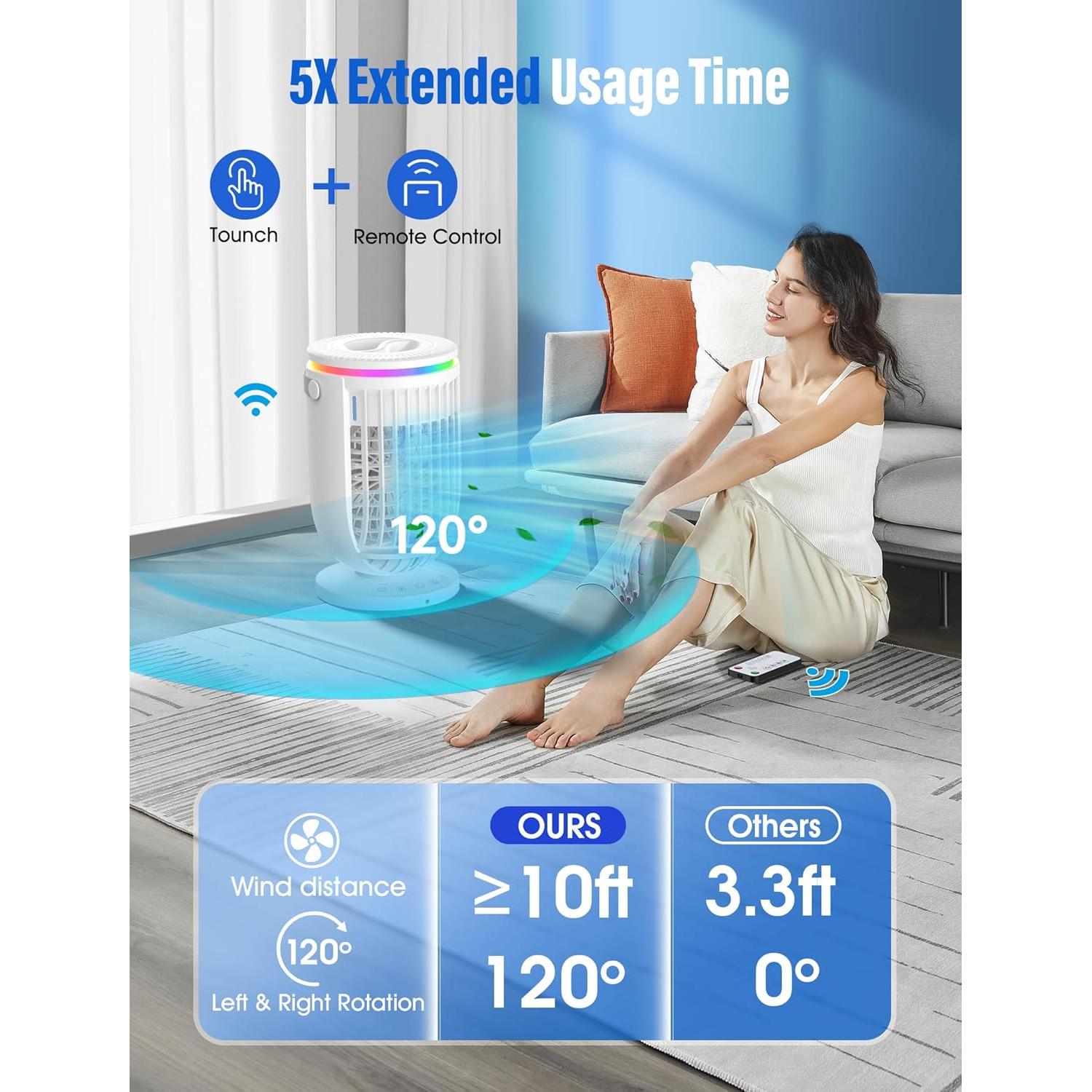 Aire Acondicionado Portátil JYew CBZ-1 4 en 1 con Humidificador