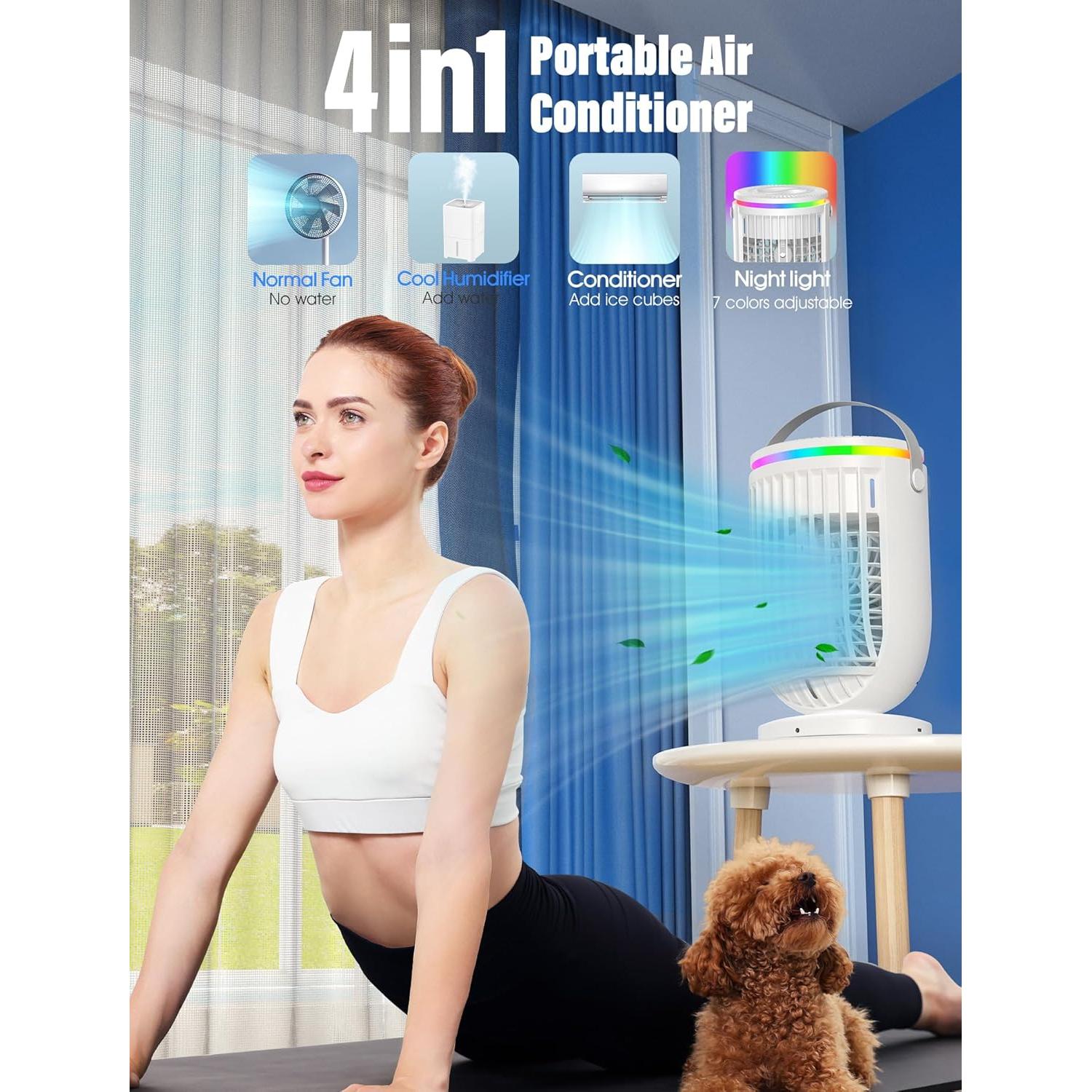 Aire Acondicionado Portátil JYew CBZ-1 4 en 1 con Humidificador