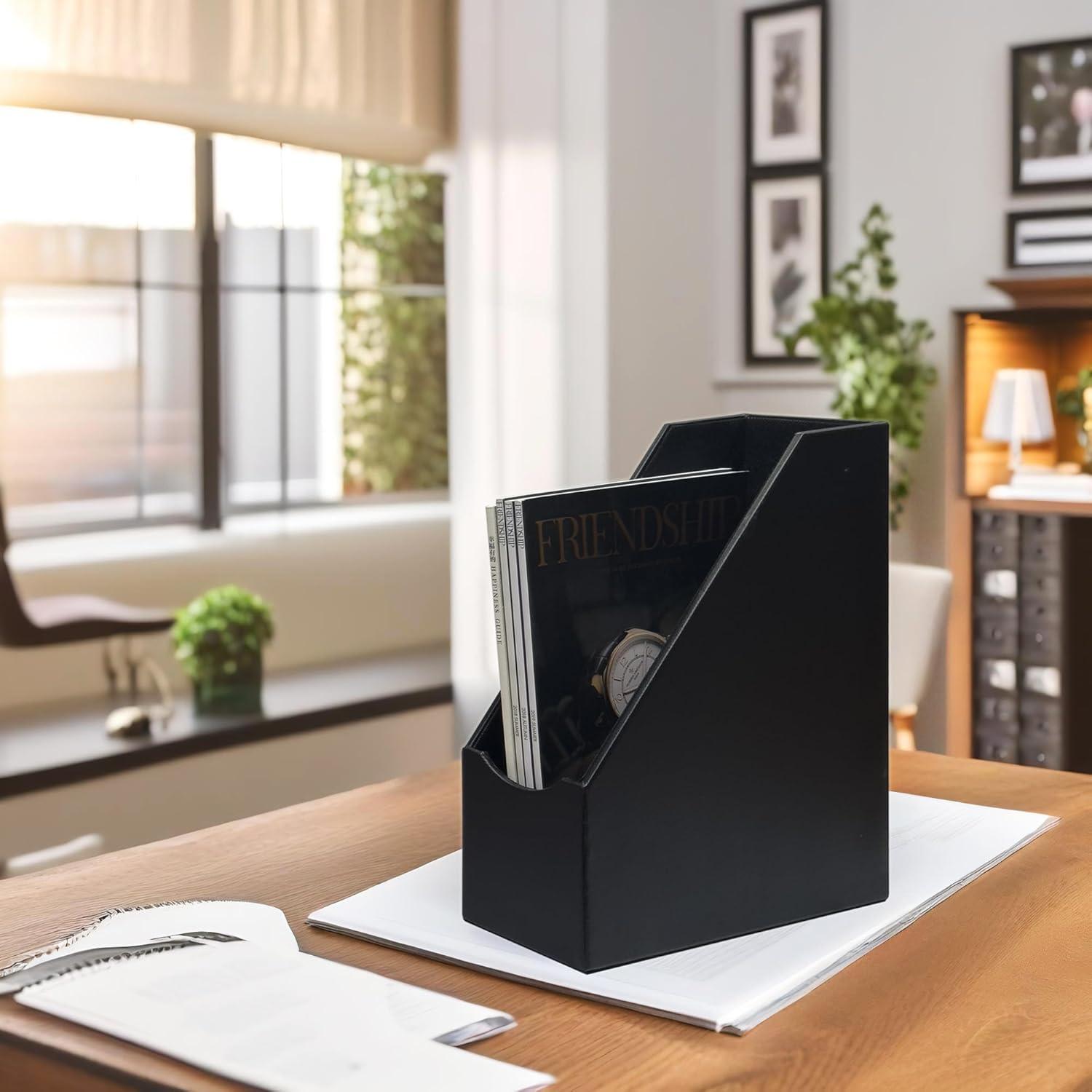 Soporte para Revistas UnionBasic de Cuero Sintético Negro