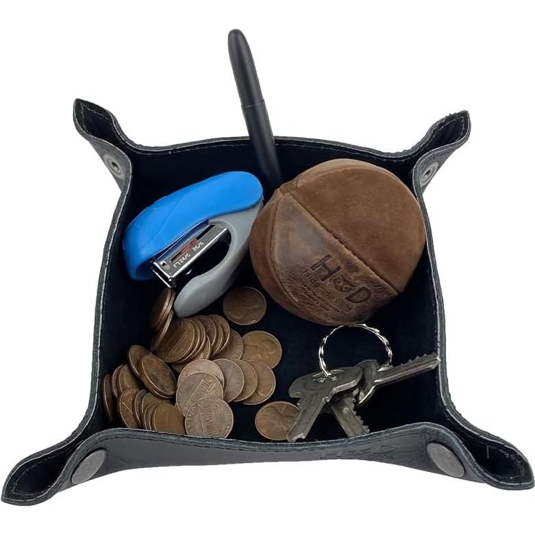 Bandeja de Almacenamiento de Cuero Hide & Drink - Negro, Hecha a Mano