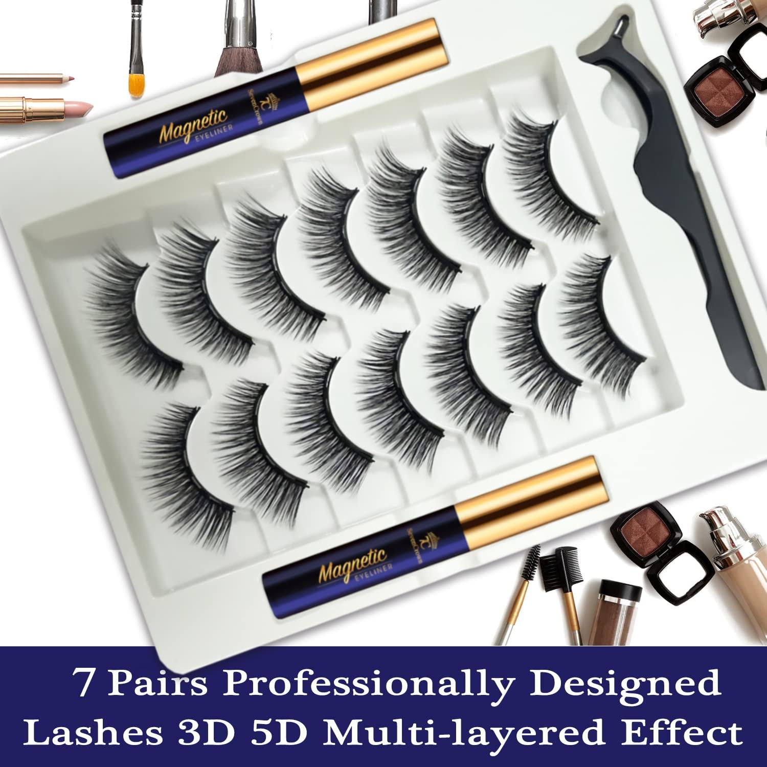 Kit de Pestañas Magnéticas 7C SevenCrown - 7 Pares 3D Reutilizables