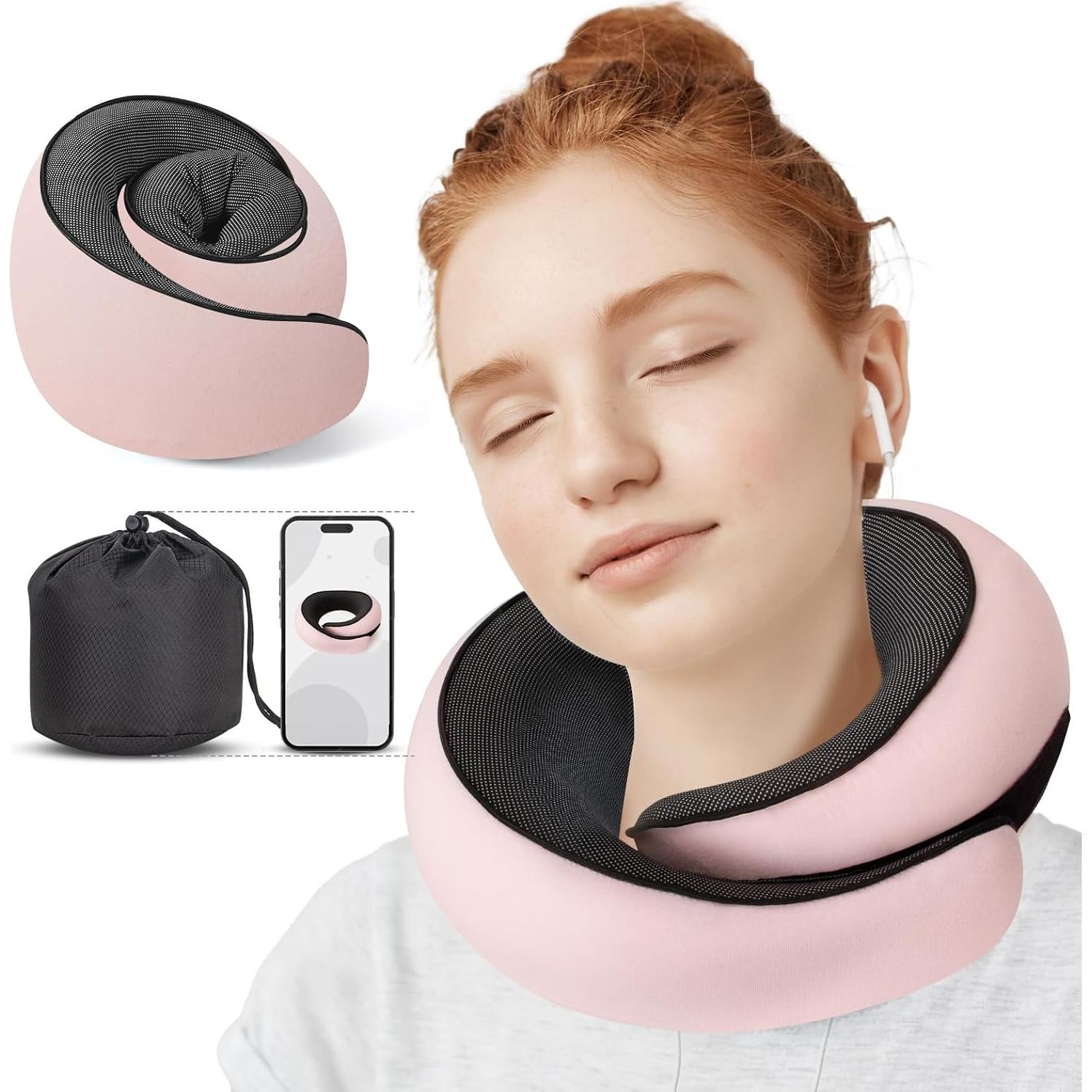 Almohada de Viaje NOCRLG G1 Espuma de Memoria Rosa