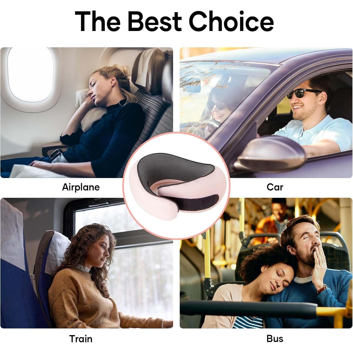 Almohada de Viaje NOCRLG G1 Espuma de Memoria Rosa